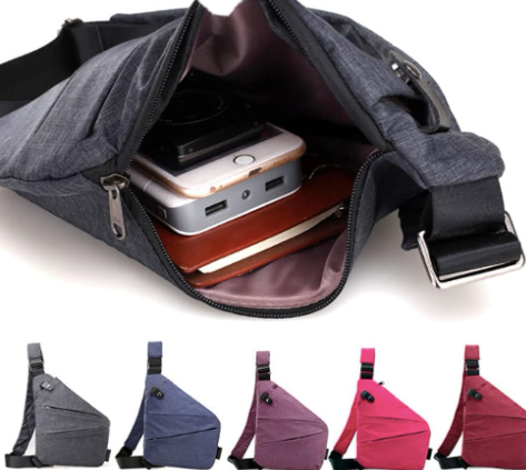 Valcen Personal Pocket Bag for Travel, Valcen Personal Pocket Bag for Men, Valcen, Valcen Travel Bag, Crossbody Multi-pocket Anti-thief Bag (Black,Right Handed)