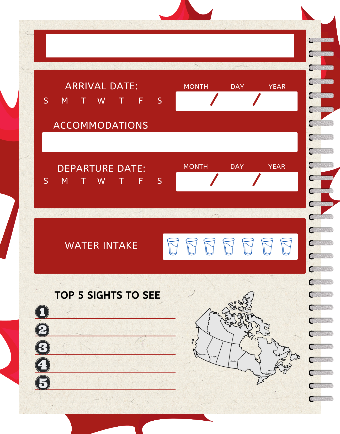 Canada Travel Digital Planner and Journal - Trip Organizer - Travel Journal and Expense Tracker - The Trip Window