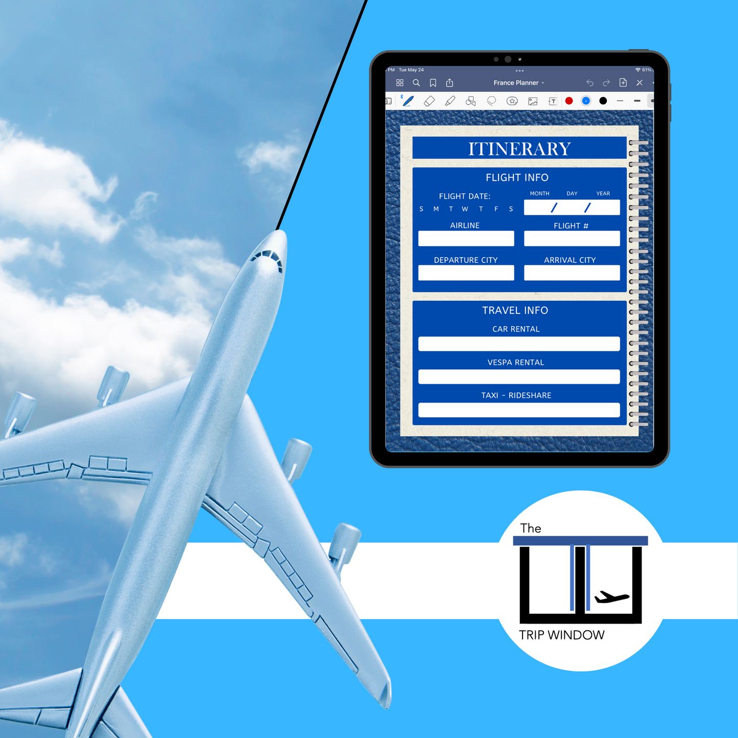 France Travel Digital Planner and Journal - The Trip Window