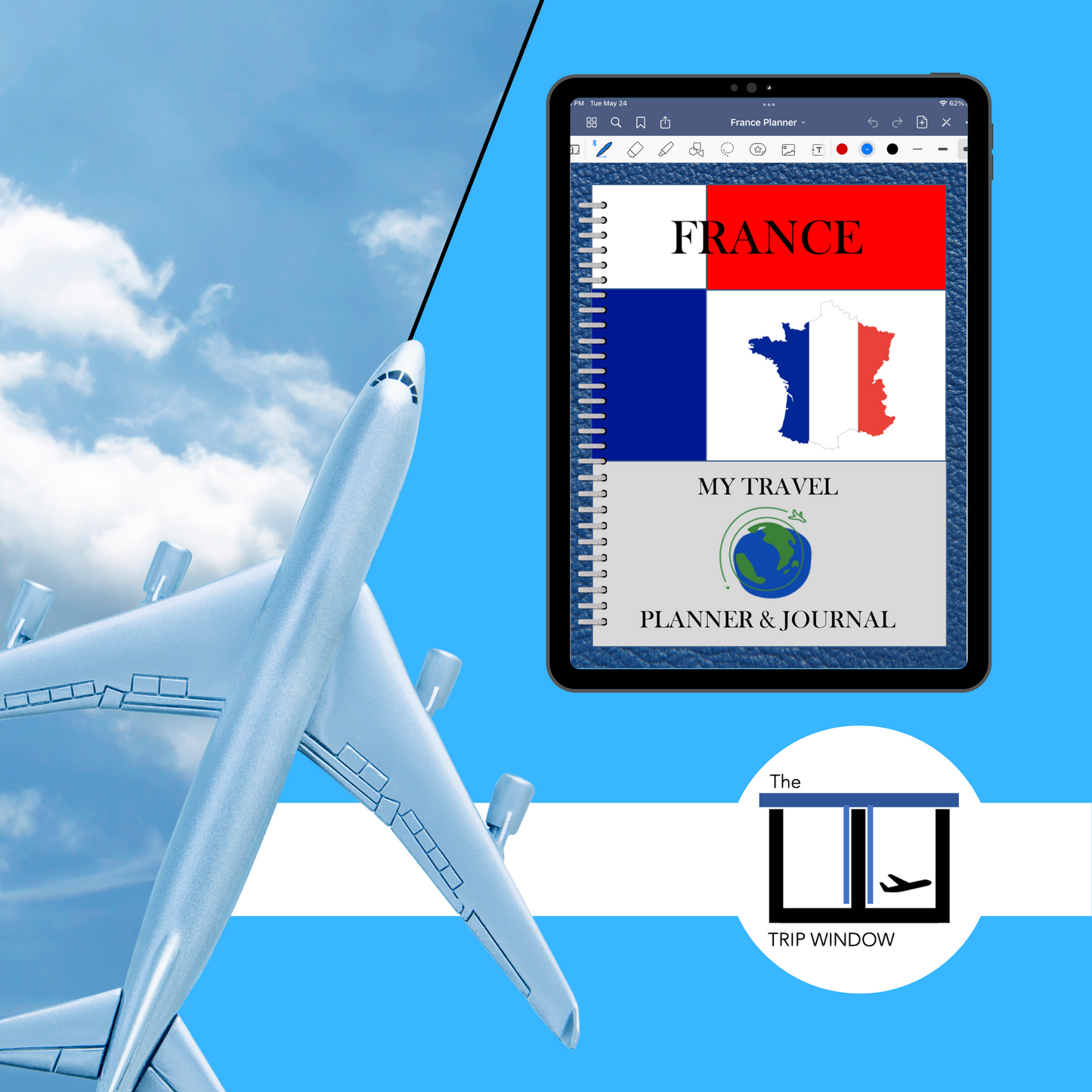 France Travel Digital Planner and Journal - The Trip Window