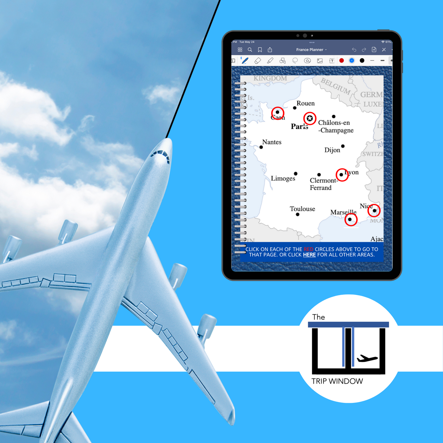 France Travel Digital Planner and Journal - The Trip Window