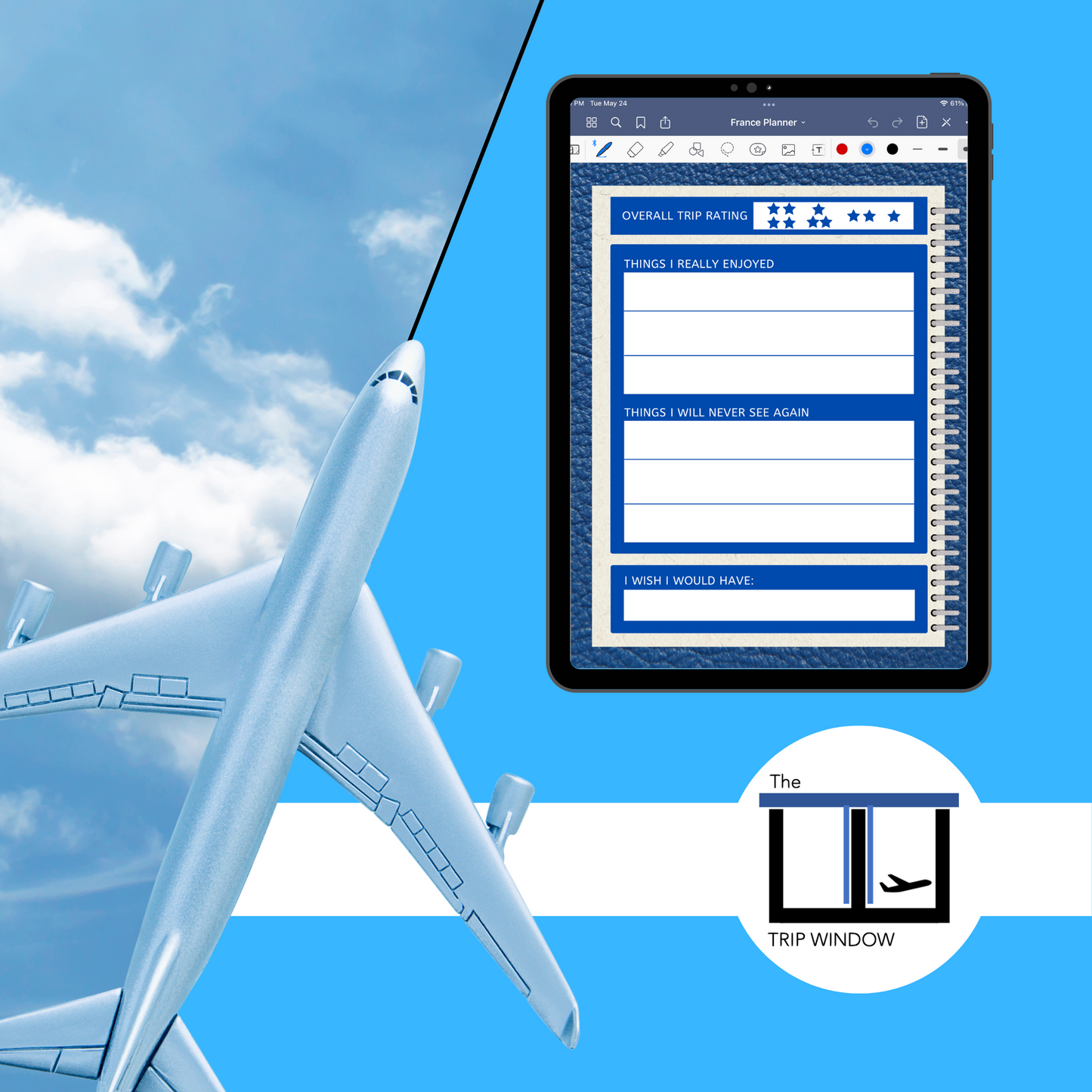 France Travel Digital Planner and Journal - The Trip Window