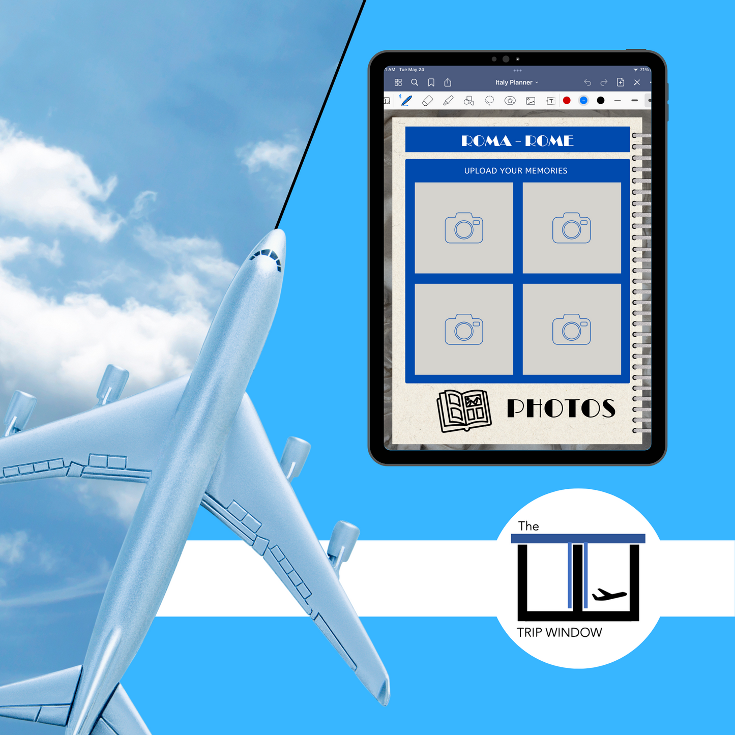 Italy Travel Digital Planner and Journal - Trip Organizer - Travel Journal and Expense Tracker - The Trip Window