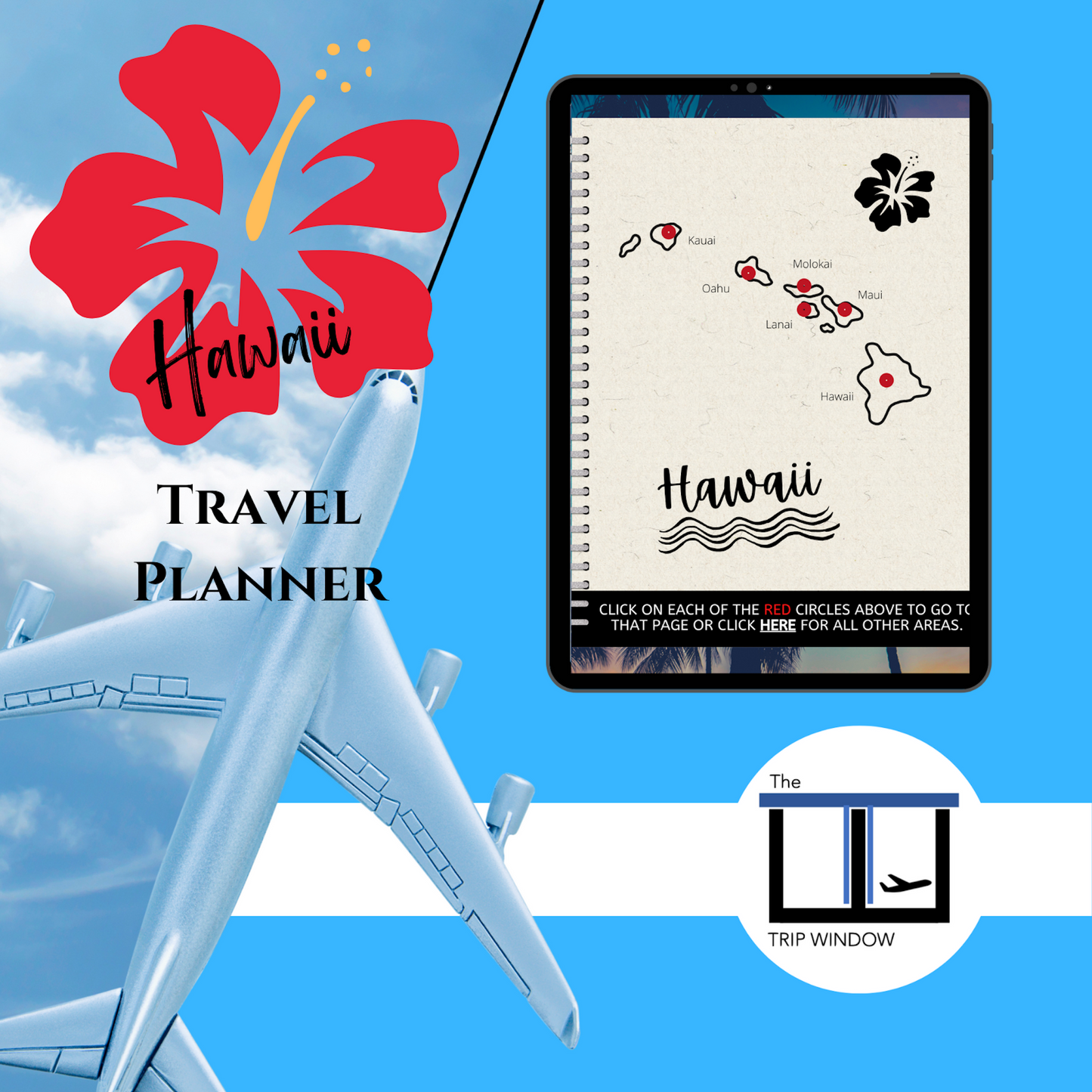 Hawaii Travel Digital Planner and Journal - Trip Organizer - Travel Journal and Expense Tracker - The Trip Window