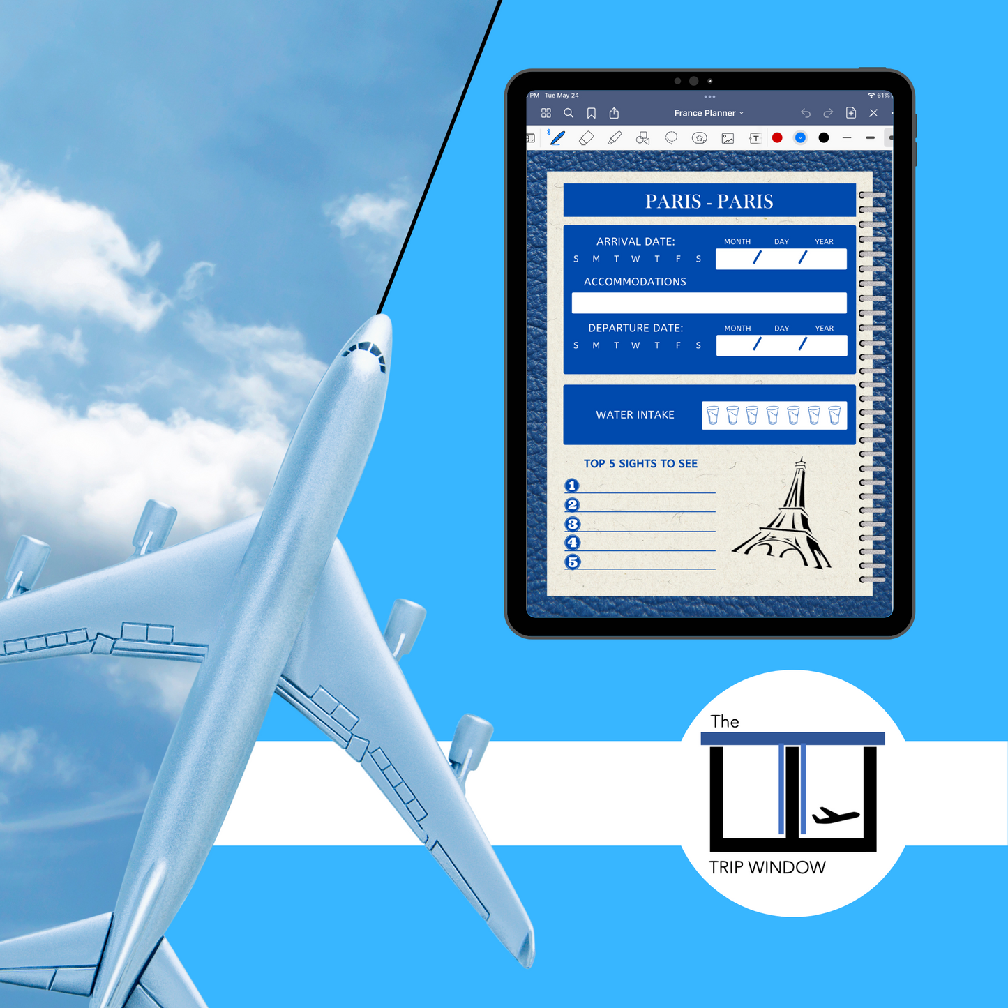 France Travel Digital Planner and Journal - The Trip Window