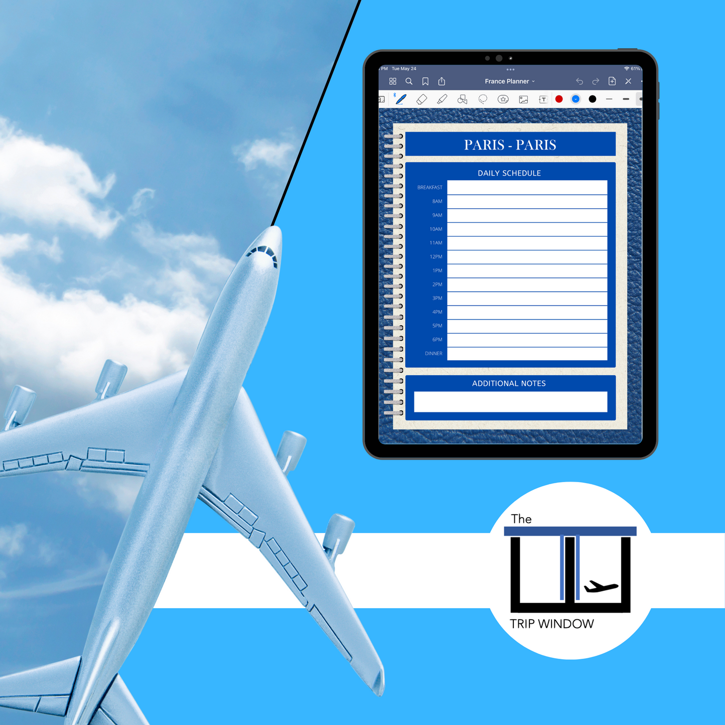 France Travel Digital Planner and Journal - The Trip Window