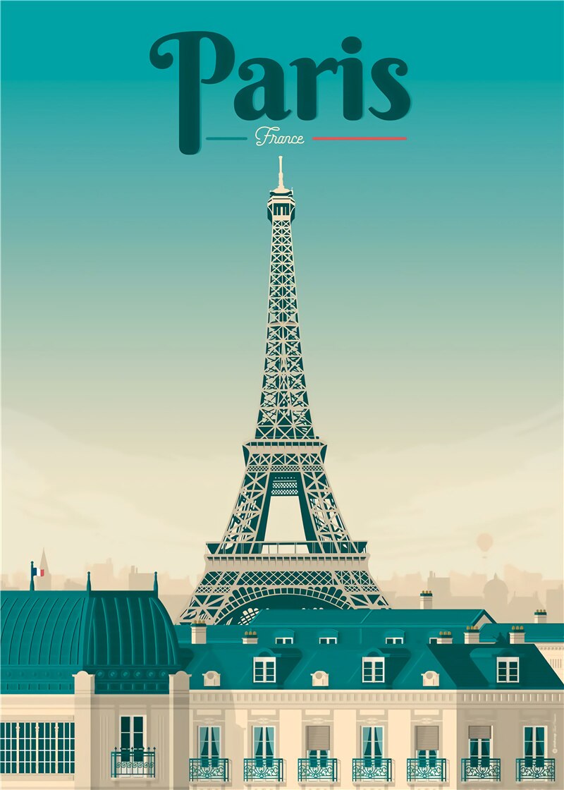 Modern City Architecture Eiffel Tower London Paris Canvas Painting Wall Art Pictures Poster Cuadros for Living Room Home Decor