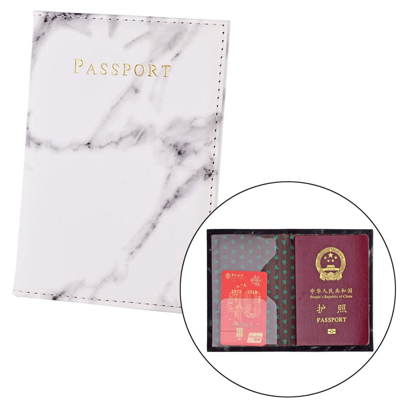 Secure Band Leather Passport Cover RFID Blocking For Cards Travel Passport Holder Wallet Document Organizer Case Men Women