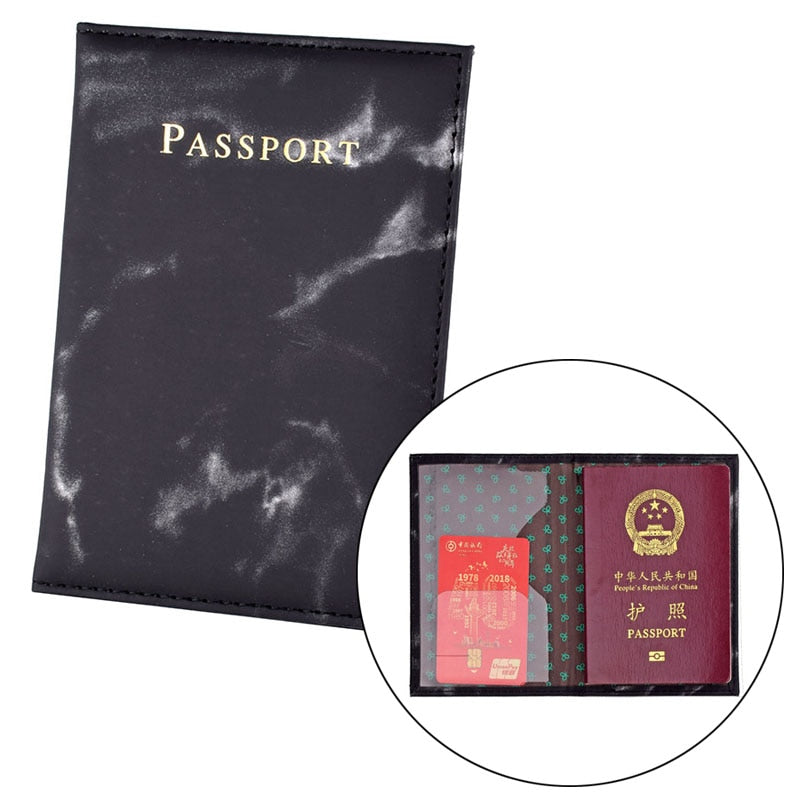Secure Band Leather Passport Cover RFID Blocking For Cards Travel Passport Holder Wallet Document Organizer Case Men Women