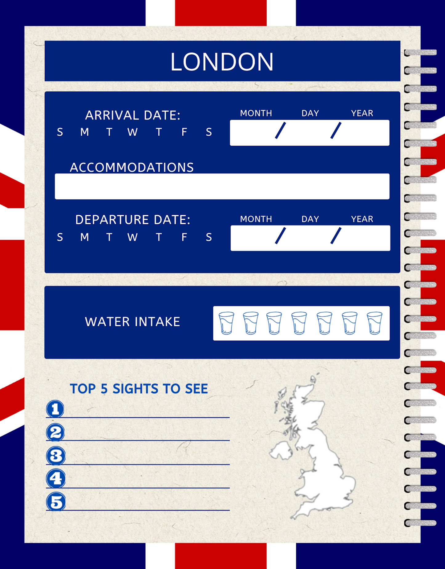 UK Travel Digital Planner and Journal - Trip Organizer - Travel Journal and Expense Tracker - The Trip Window