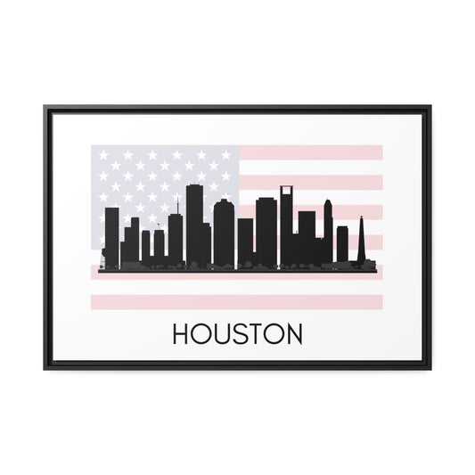 City Silhouettes - HOUSTON, United States of America, Framed City Outline Matte Canvas, Black Frame