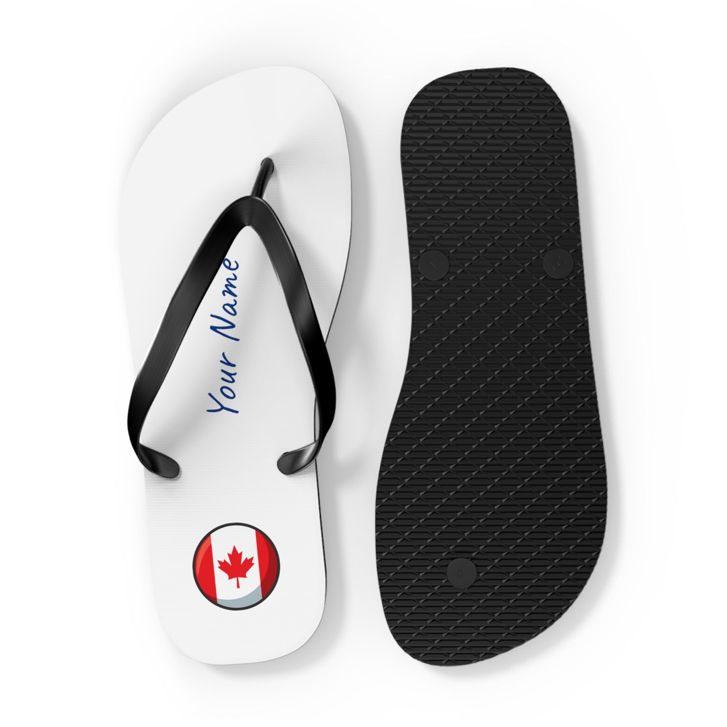 Personalized Canadian Beach, Pool, Walking and Casual Flip Flops - Canada and Have Your Name Printed