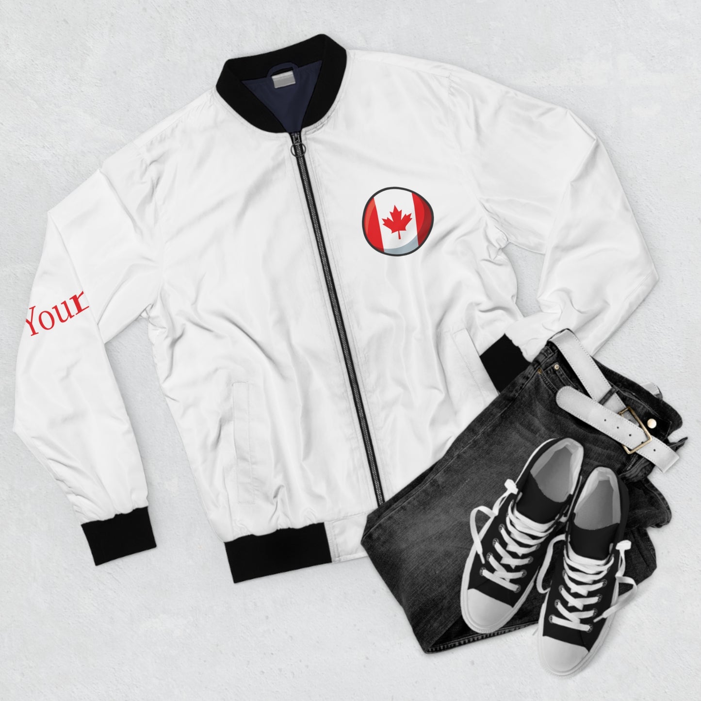 Personalized Canada Men's Bomber Jacket, Canada Flag Jacket, Your Name