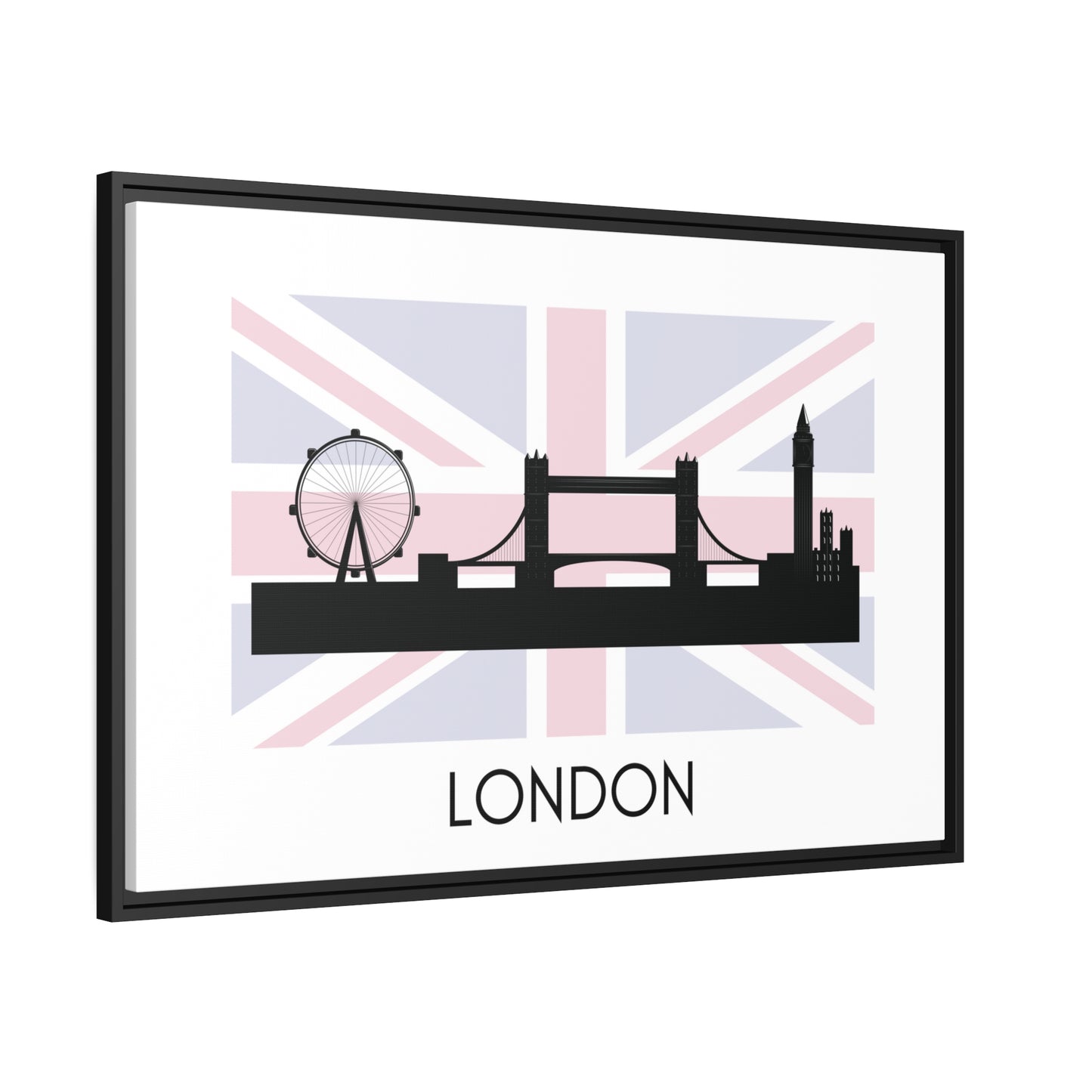City Silhouettes - LONDON, England, UK Framed City Outline Matte Canvas, Black Frame