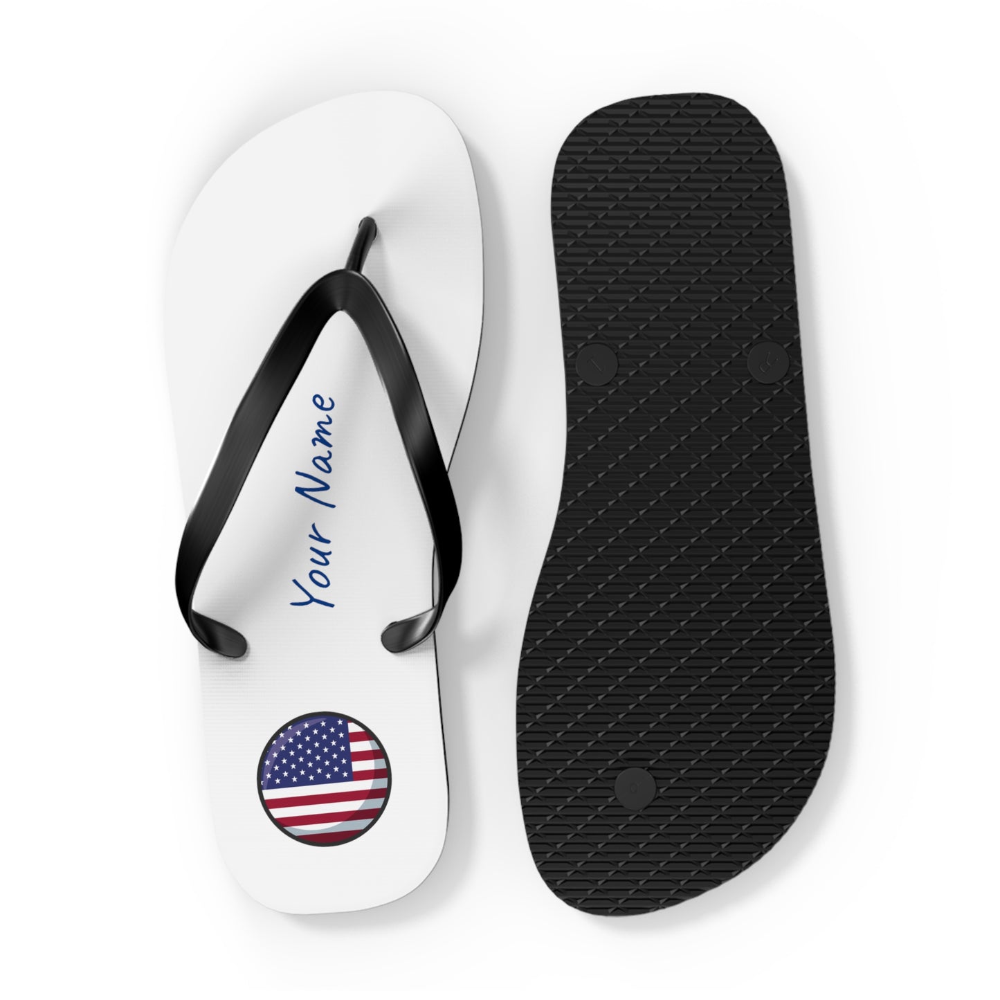 Personalized Name and Country Beach, Pool, Walking and Casual Flip Flops - Select Country and Have Your Name Printed