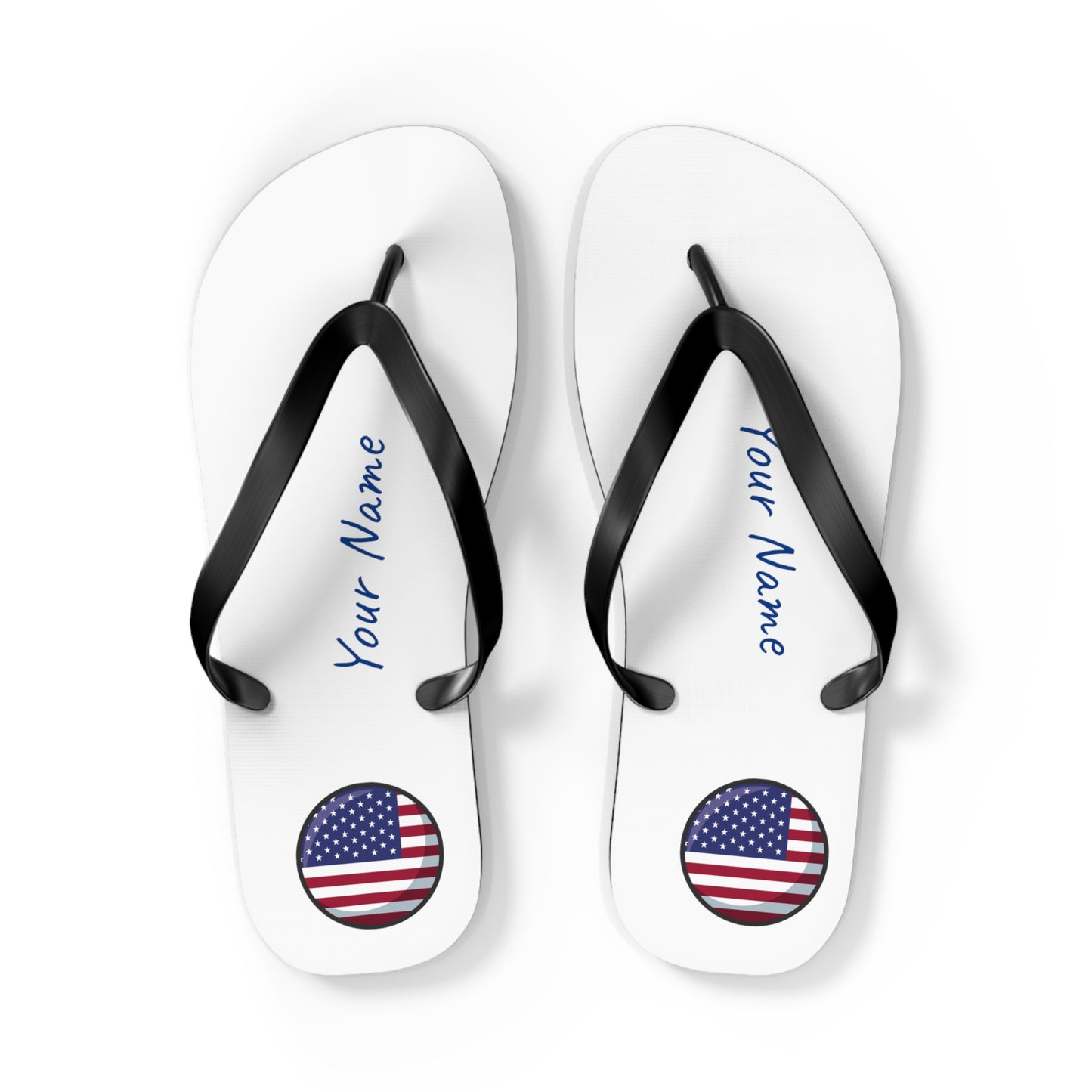 Personalized Name and Country Beach, Pool, Walking and Casual Flip Flops - Select Country and Have Your Name Printed