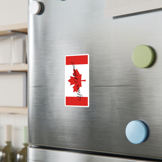 Customizable or Personalize "Your Name" on a Canada Flag Kiss-Cut Vinyl Decals, First Name on Flag Sticker