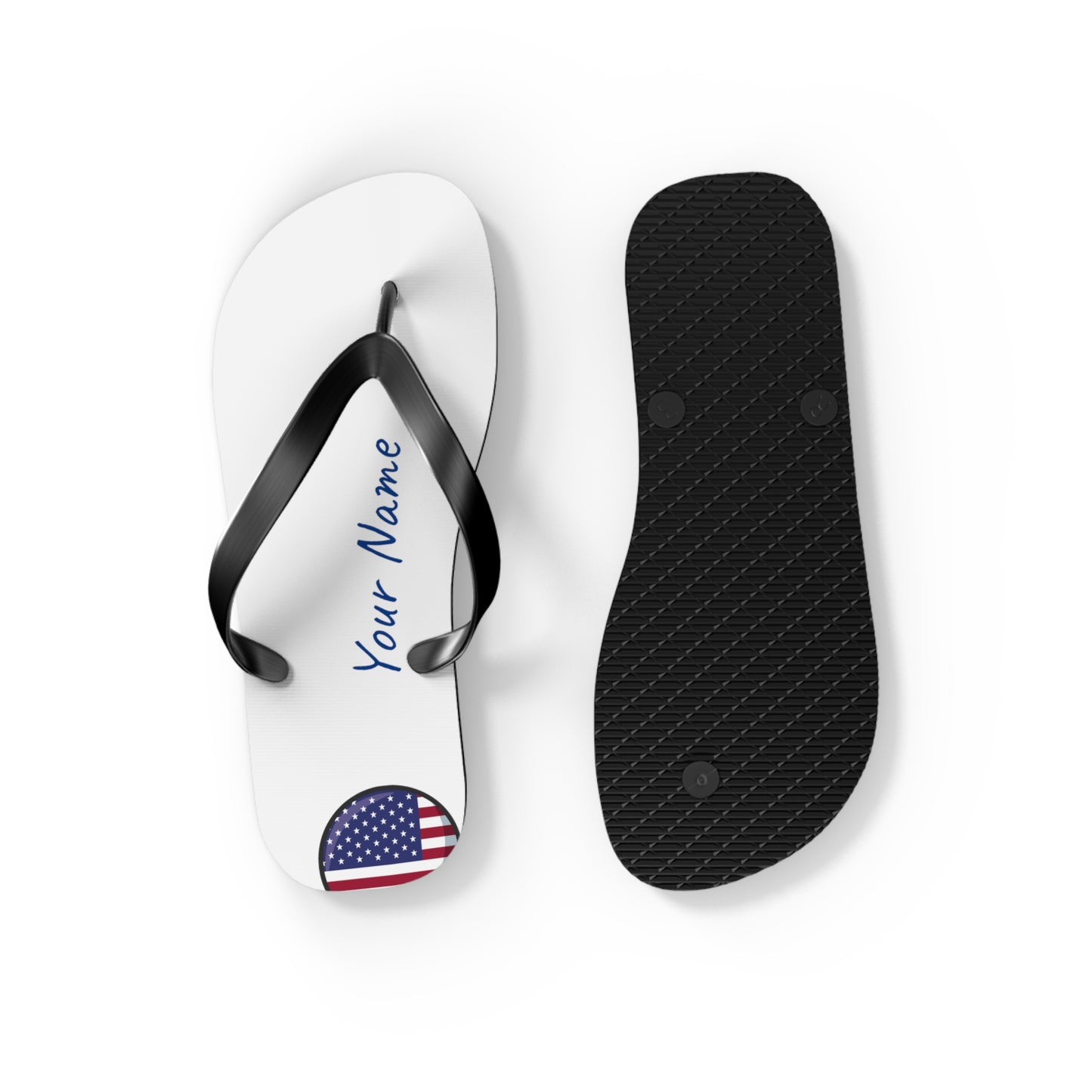 Personalized Name and Country Beach, Pool, Walking and Casual Flip Flops - Select Country and Have Your Name Printed