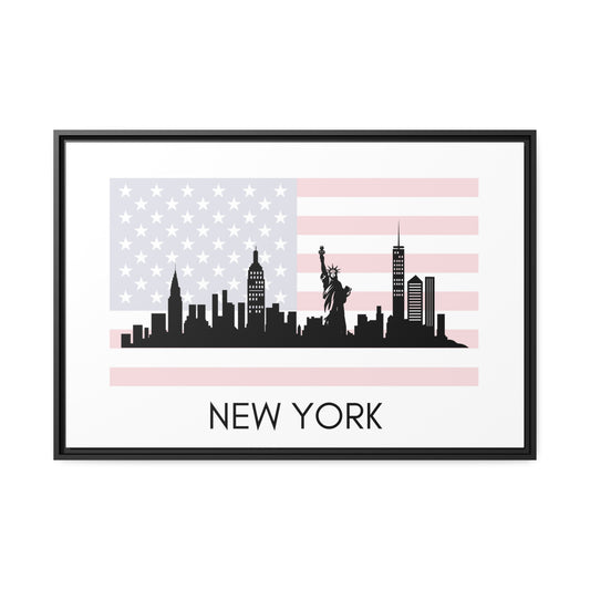 City Silhouettes - NEW YORK, United States of America, Framed City Outline Matte Canvas, Black Frame