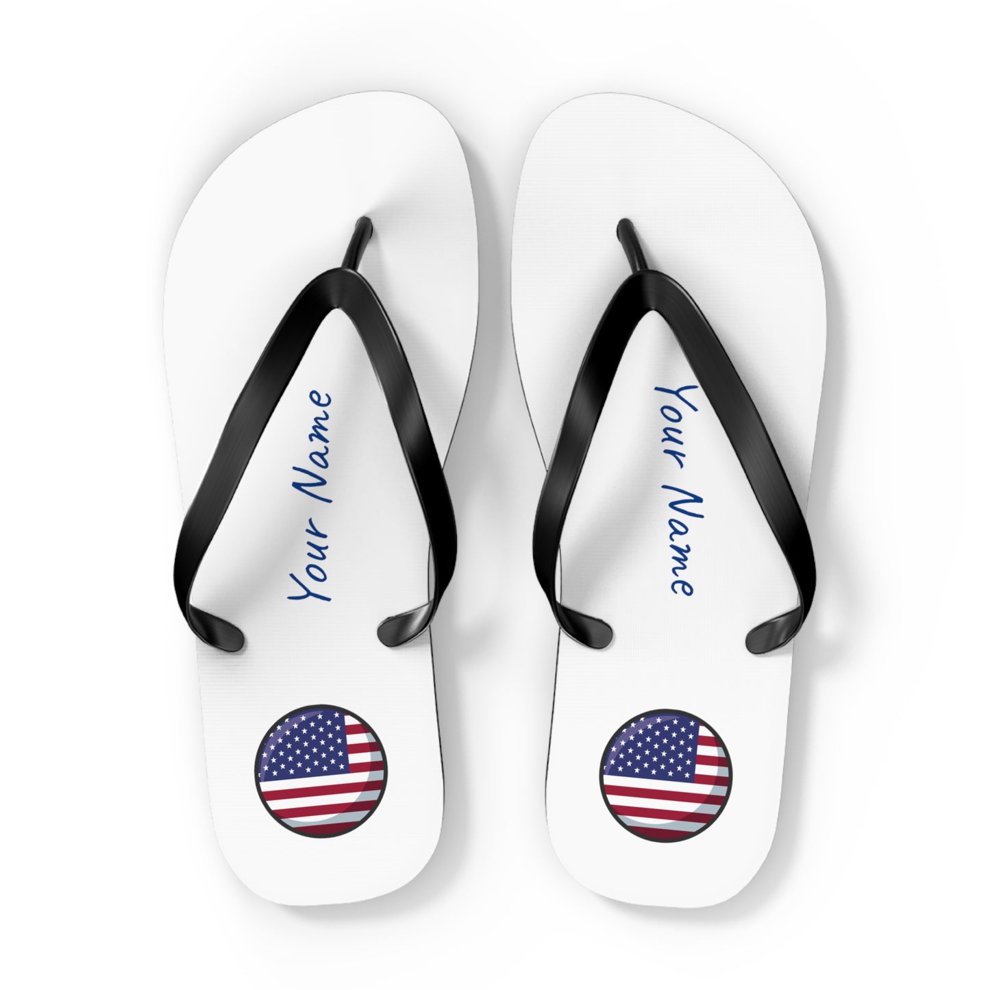 Personalized Name and Country Beach, Pool, Walking and Casual Flip Flops - Select Country and Have Your Name Printed