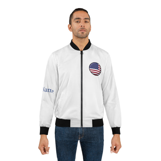 Personalized USA Men's Bomber Jacket, USA Flag Jacket, Your Name