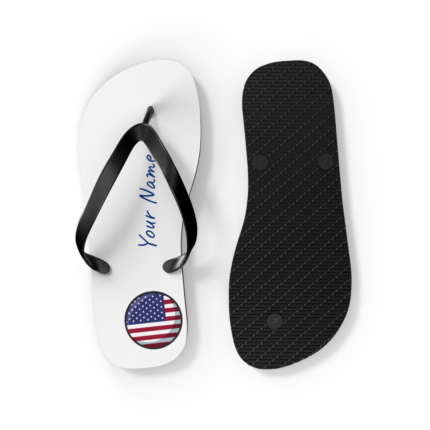 Personalized Name and Country Beach, Pool, Walking and Casual Flip Flops - Select Country and Have Your Name Printed