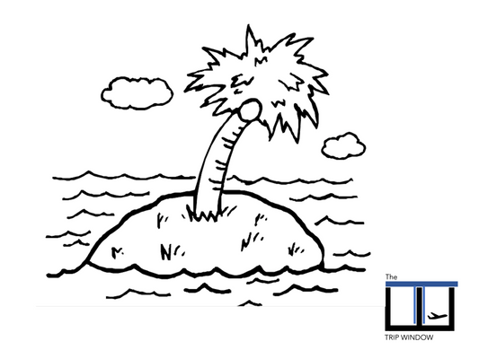 Hawaiian Island Coloring Page For Kids - Tropical Island Coloring Activities For Kids - Island Color Page