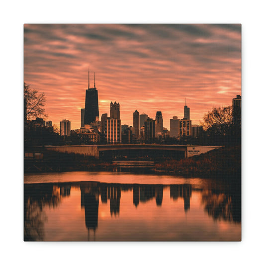 Chicago Sunset Wall Canvas - The Trip Window