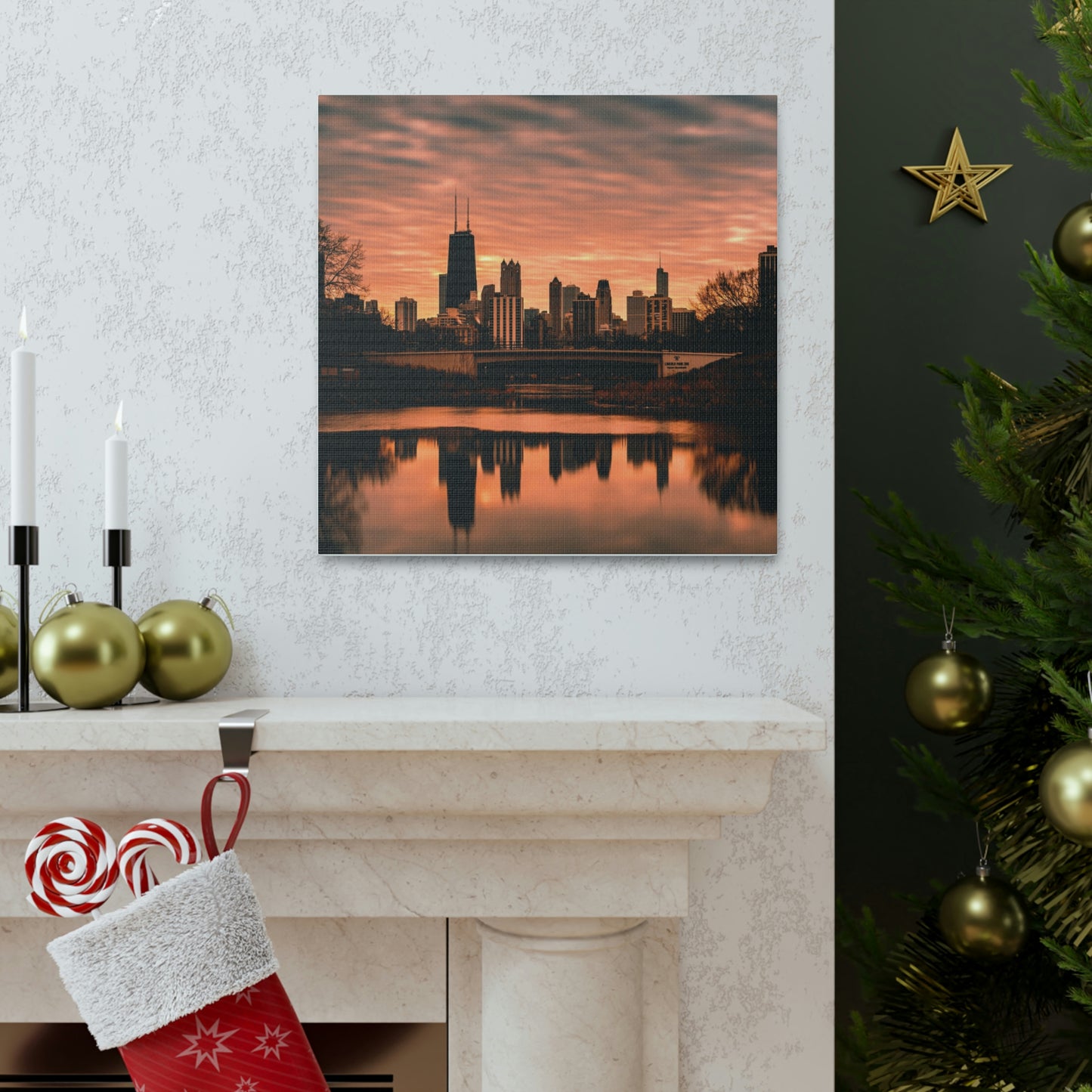 Chicago Sunset Wall Canvas - The Trip Window