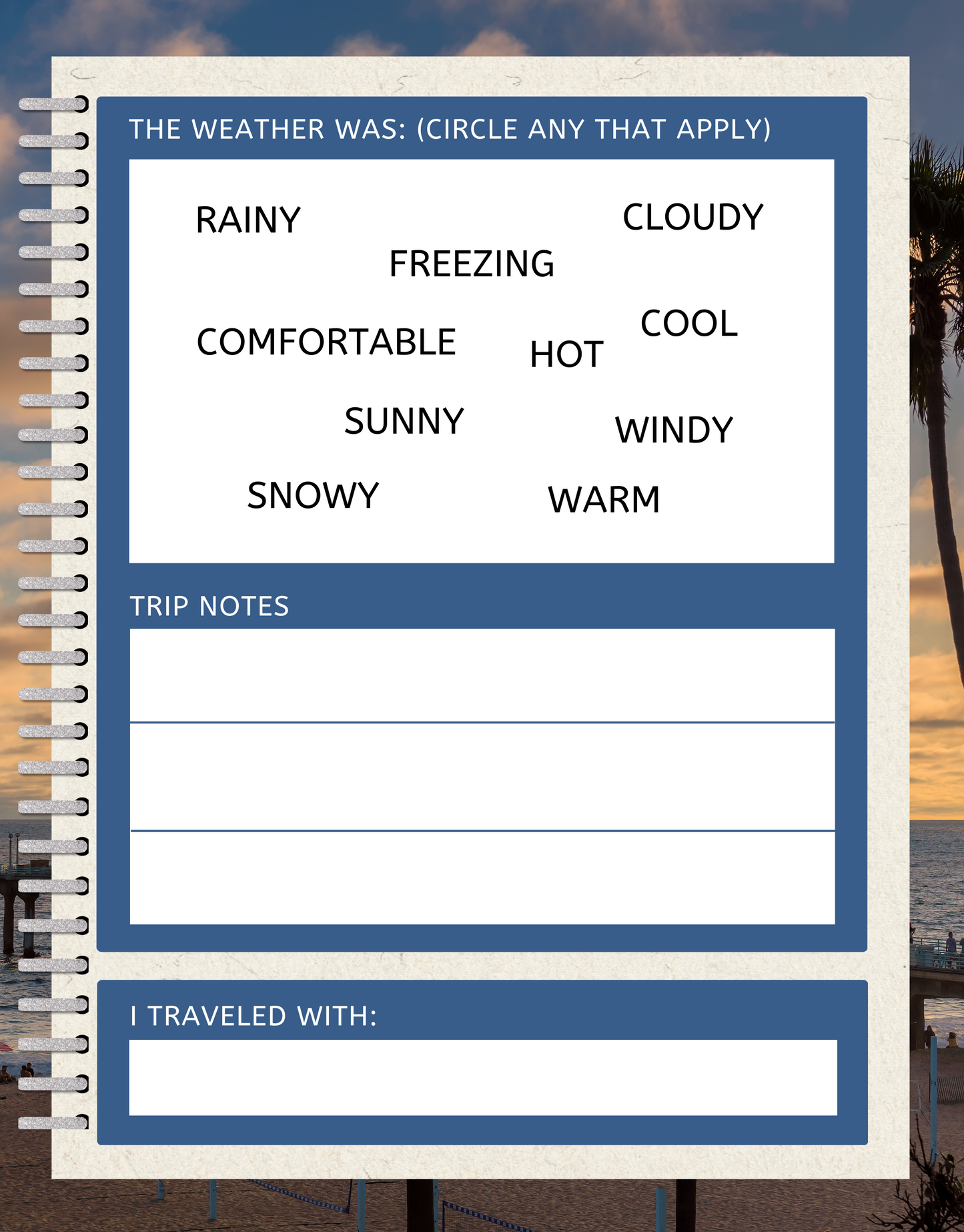 California Travel Digital Planner and Journal - Trip Organizer - Travel Journal and Expense Tracker - The Trip Window