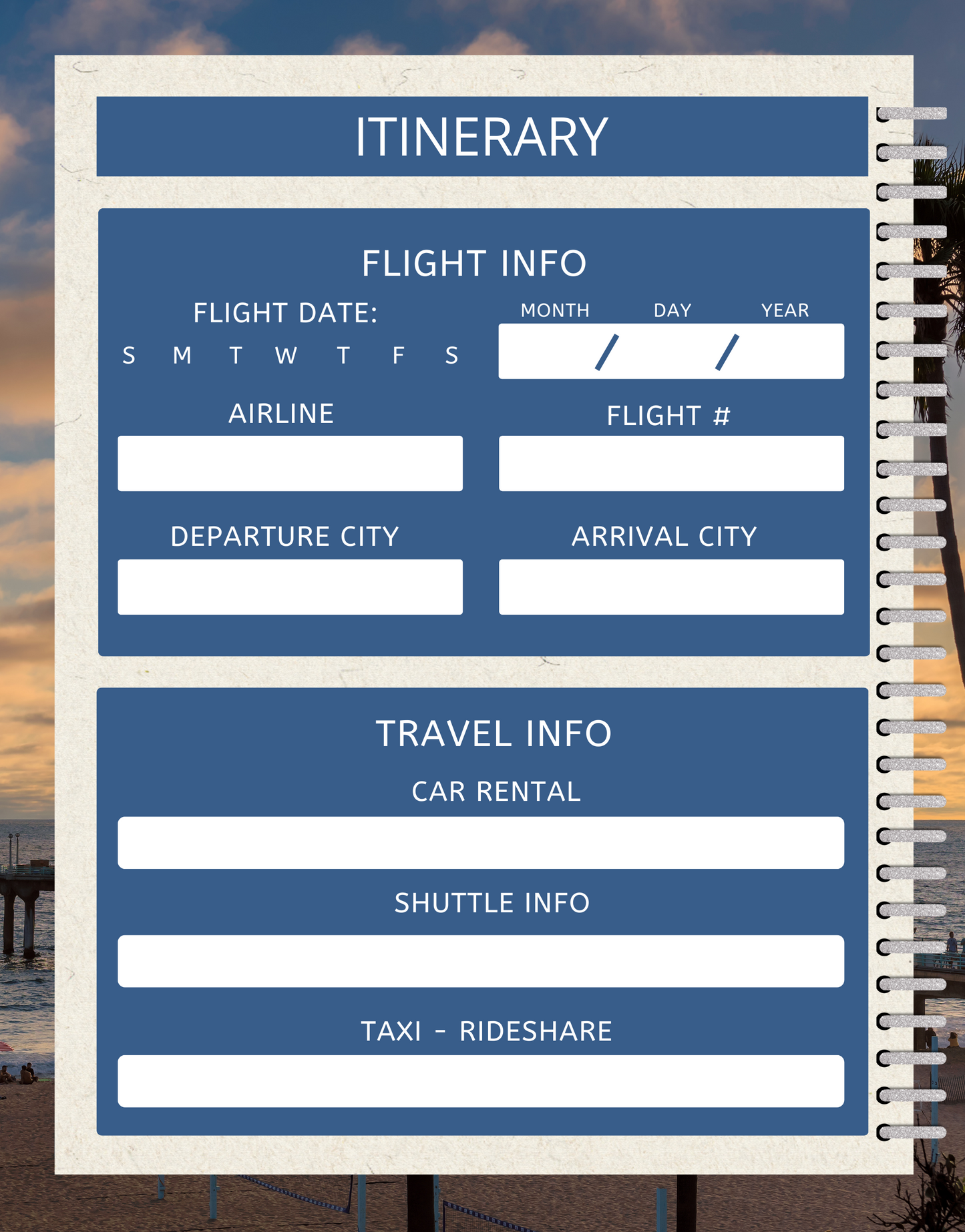 California Travel Digital Planner and Journal - Trip Organizer - Travel Journal and Expense Tracker - The Trip Window