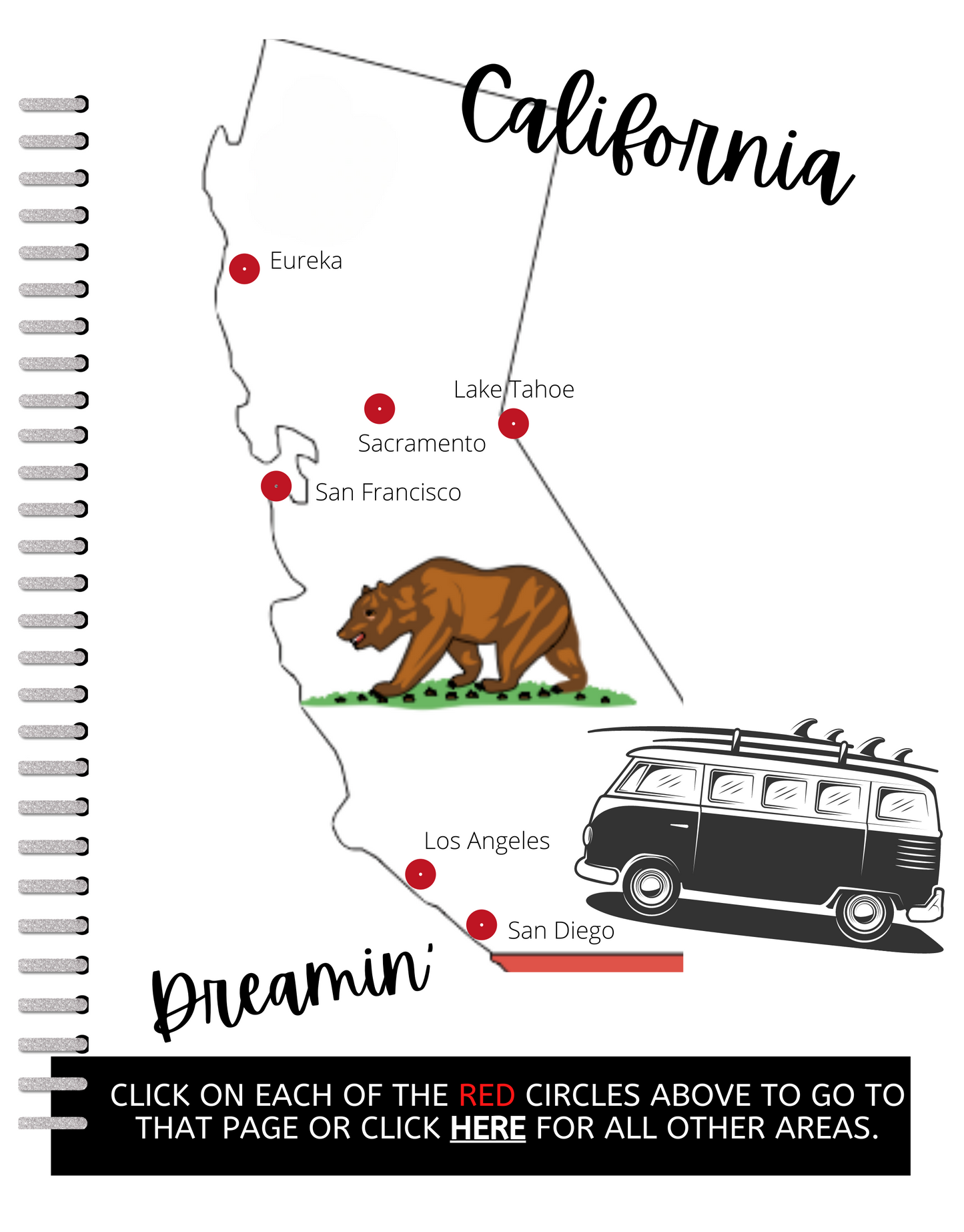 California Travel Digital Planner and Journal - Trip Organizer - Travel Journal and Expense Tracker - The Trip Window