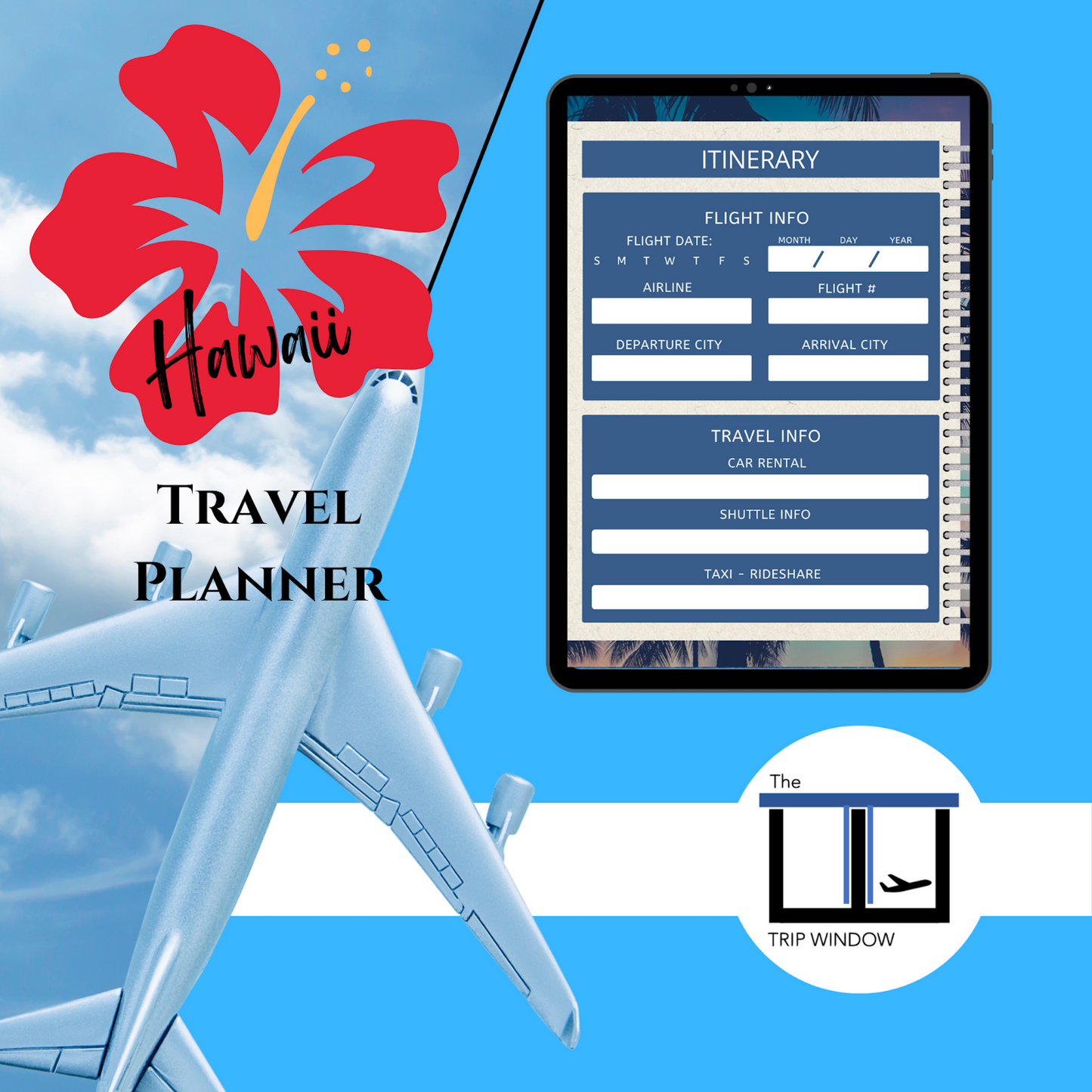 Hawaii Travel Digital Planner and Journal - Trip Organizer - Travel Journal and Expense Tracker - The Trip Window