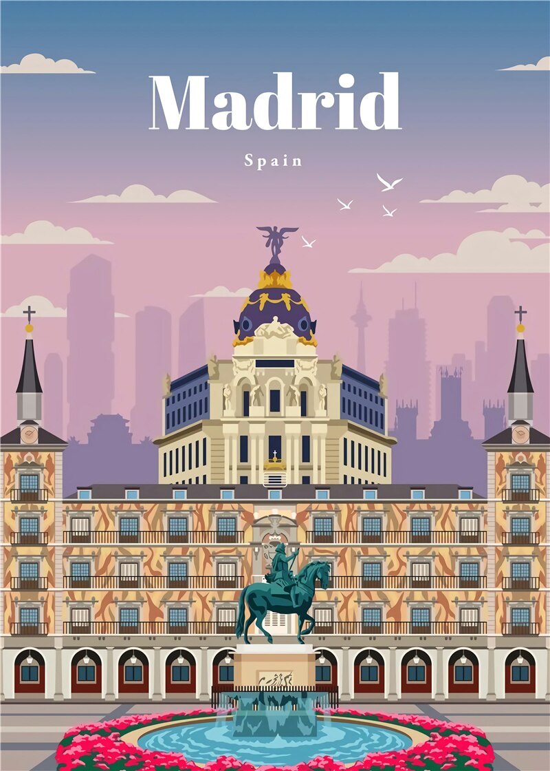 Modern City Architecture Eiffel Tower London Paris Canvas Painting Wall Art Pictures Poster Cuadros for Living Room Home Decor
