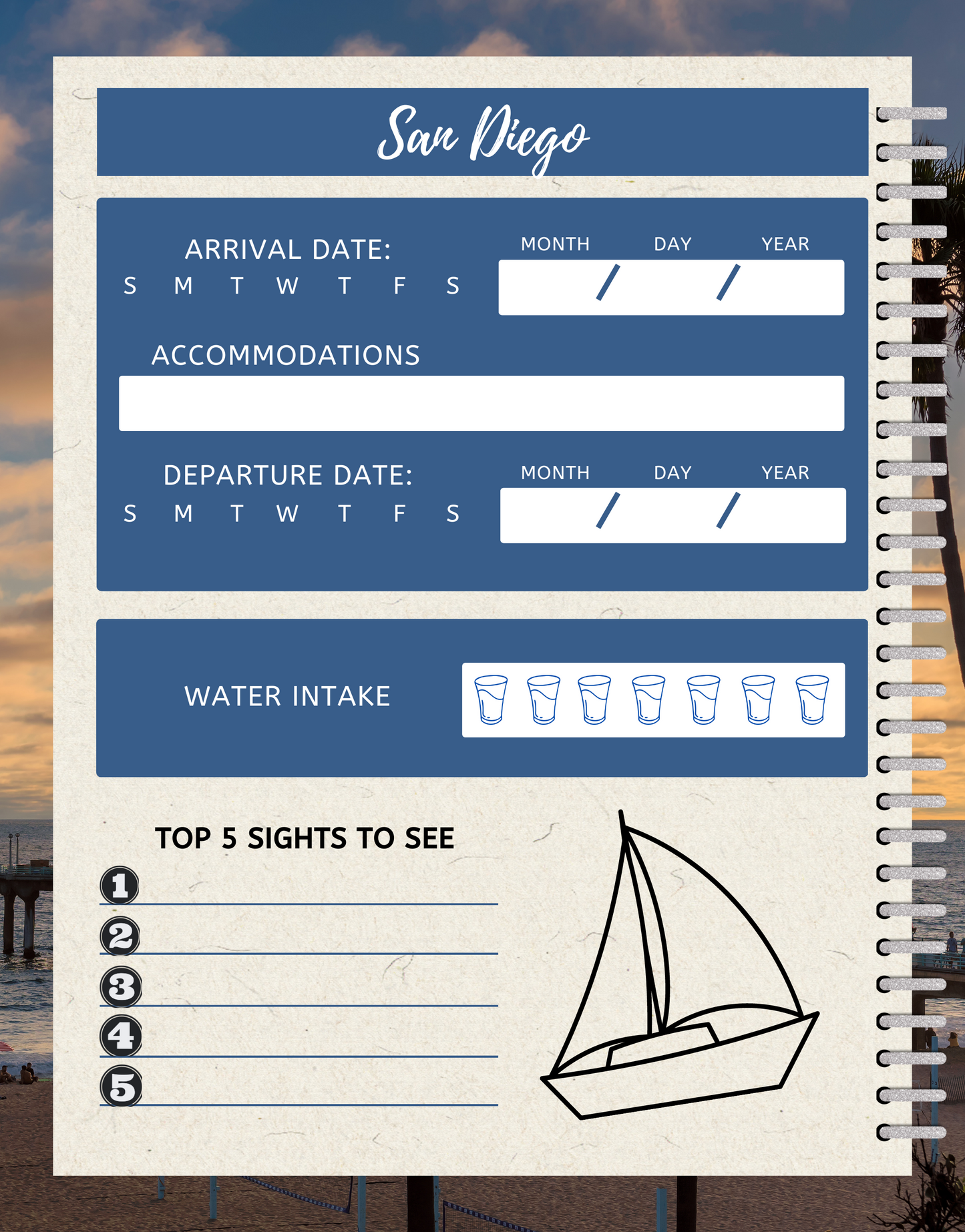 California Travel Digital Planner and Journal - Trip Organizer - Travel Journal and Expense Tracker - The Trip Window